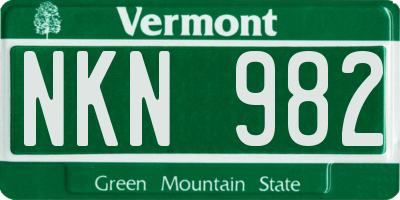 VT license plate NKN982