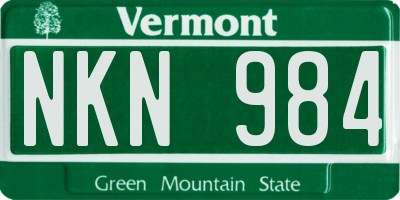 VT license plate NKN984