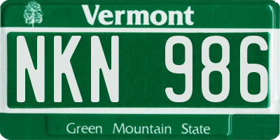 VT license plate NKN986