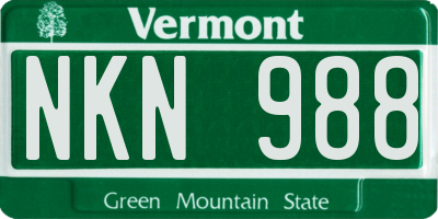 VT license plate NKN988
