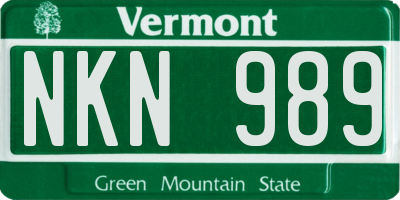 VT license plate NKN989