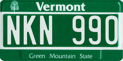VT license plate NKN990