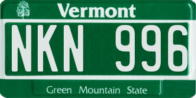 VT license plate NKN996