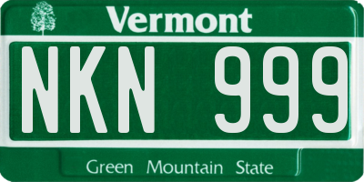 VT license plate NKN999