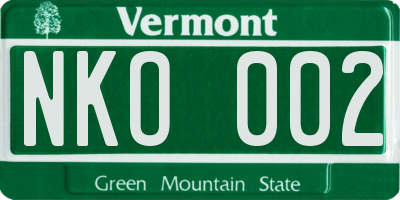 VT license plate NKO002