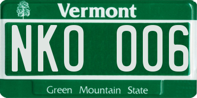 VT license plate NKO006