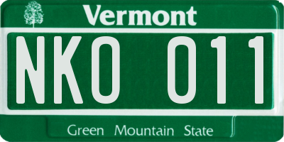 VT license plate NKO011