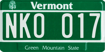 VT license plate NKO017