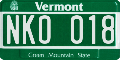 VT license plate NKO018