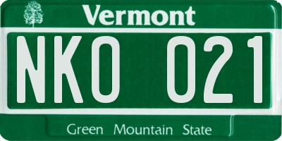 VT license plate NKO021