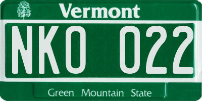 VT license plate NKO022