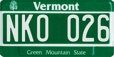 VT license plate NKO026