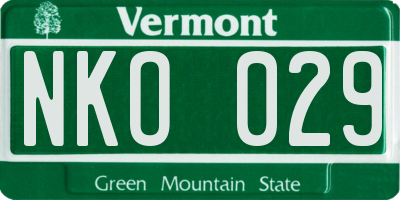 VT license plate NKO029
