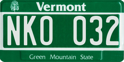 VT license plate NKO032