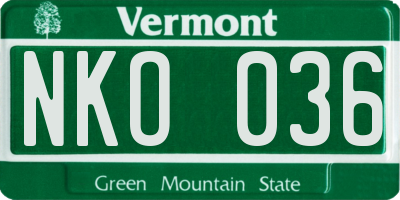 VT license plate NKO036