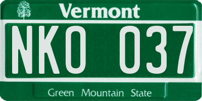 VT license plate NKO037