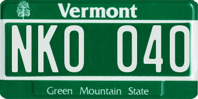 VT license plate NKO040