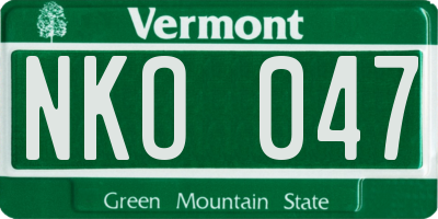 VT license plate NKO047
