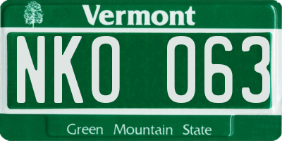 VT license plate NKO063