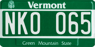 VT license plate NKO065