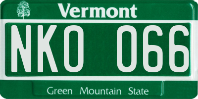 VT license plate NKO066