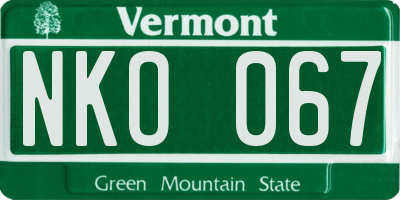 VT license plate NKO067
