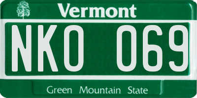 VT license plate NKO069