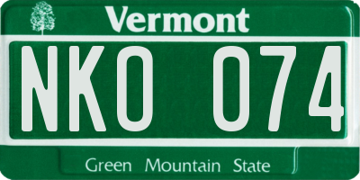 VT license plate NKO074