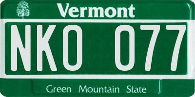 VT license plate NKO077