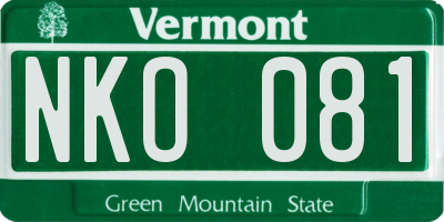 VT license plate NKO081