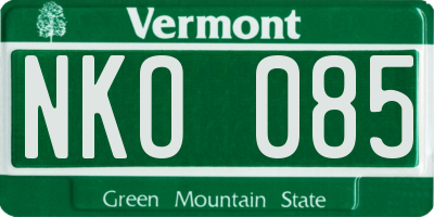 VT license plate NKO085