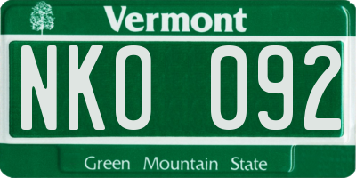 VT license plate NKO092