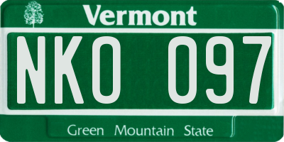 VT license plate NKO097