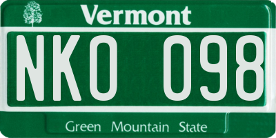 VT license plate NKO098