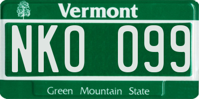 VT license plate NKO099