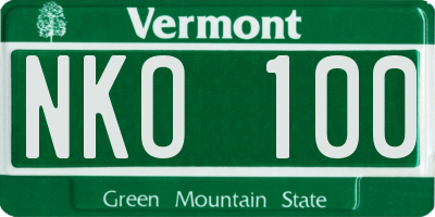 VT license plate NKO100