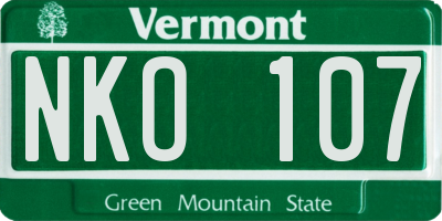 VT license plate NKO107