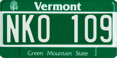 VT license plate NKO109