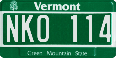VT license plate NKO114