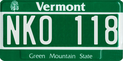 VT license plate NKO118