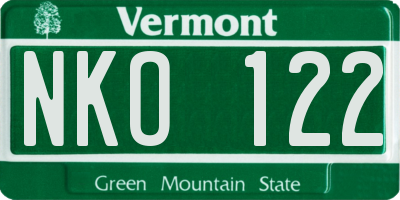 VT license plate NKO122