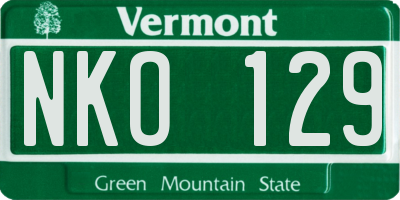 VT license plate NKO129