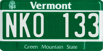 VT license plate NKO133