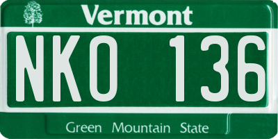 VT license plate NKO136