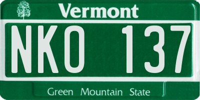 VT license plate NKO137