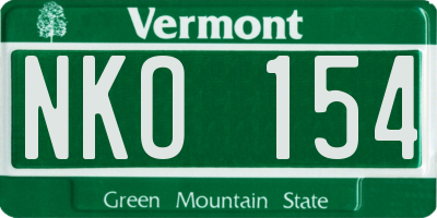 VT license plate NKO154