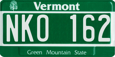 VT license plate NKO162