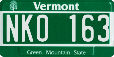 VT license plate NKO163