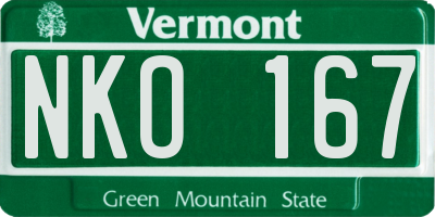 VT license plate NKO167