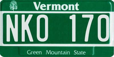 VT license plate NKO170